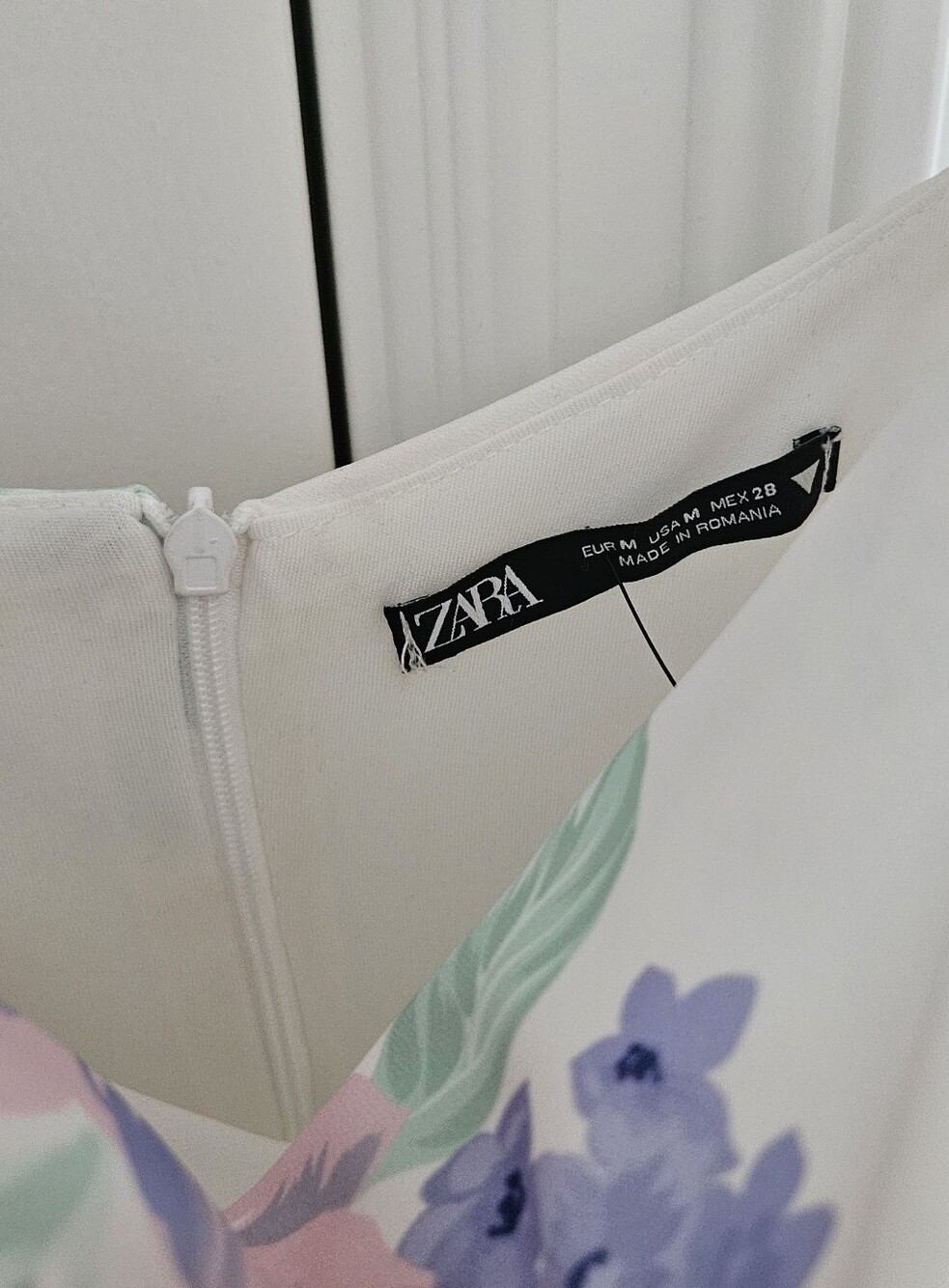 Zara White Floral Ruched Slip Midi Dress - Picture 3 of 4